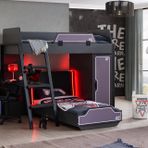 Gamer Ledli Dolaplı Masalı Ranza, Antrasit