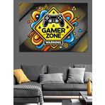 Gamer Zone Uyarı Tabelası Dekoratif Kanvas - Mdf Ahşap Tablo