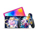 GamesMonkey® - Nintendo Switch için uyumlu cilt – Oled Classic – Vinil Mat Saten HD Yapışkanlı Kapak - Koruyucu Çıkartma Filmi (Klasik, SailorMoon - D003)