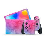 GamesMonkey® - Nintendo Switch ile Uyumlu Cilt - OLED Classic - Mat Vinil HD Mat Yapışkanlı Kapak - Koruyucu Film Çıkartması Ön Panel (Klasik, D015 - Suluboya)