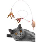 Gampus Kedi Oyun Oltası 90 cm Renkli Tüylü Çıngıraklı Kedi Oyuncağı
