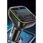 Gampus Siyah Fm Verici Araba Için Bluetooth Uyumlu Araç Adaptörü Çift USB Şarj Cihazı Mp3 Çalar Desteği