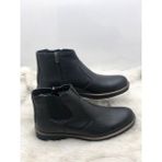 Gamze 456 ST01097 Gerçek Deri Yanı Lastikli Siyah Erkek Bot