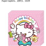 Ganbao 1 Adet Arka Plan Hello Kitty Tema Bebek Duş Kız Parti Malzemeleri Kağıt Bardak Tabak Masa Örtüsü Çocuklar Doğum Günü Partisi Banner Düğün Dekor Balonlar (Yurt Dışından) - Renkli