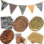 Ganbao 10 Adet 7 Inç Plakalar Woodland Hayvanlar Tek Kullanımlık Sofra Kaplan Aslan Zürafa Zebra Leopar Baskı Tabaklar Bardak Masa Örtüsü Safari Doğum Günü Partisi Dekoru (Yurt Dışından) - Renkli