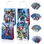 Ganbao 12 Adet Hediye Çantası Süper Kahraman Parti Dekorasyon Avengers Tema Karikatür Sofra Kağıt Bardak Tabak Peçeteler Çocuklar Parti Doğum Günü Dekor Malzemeleri Şekeri (Yurt Dışından) - Renkli