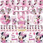 Ganbao 12 Adet Hediye Kutusu Minnie Mouse Parti Malzemeleri Çocuk Kız Bebek Banyo Doğum Günü Partisi Dekorasyon Için Banner Masa Örtüsü Bardak Tabakları ile 8 Misafir Hizmet Vermektedir (Yurt Dışından) - Renkli