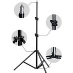 Ganbao 170CM Bluetooth ile Tripod Telefon Cep Telefonu Için Selfie Sopa Ayarlanabilir Işık Standı 1/4 Vida Kafası Fotoğraf Stüdyosu Yanıp Söner Fotografik Softbox (Yurt Dışından) - Siyah