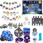 Ganbao 6 Adet Fincan Astronot Doğum Günü Partisi Süslemeleri Tek Kullanımlık Sofra Fincan Tabakları Kek Topper Dekor Boys Evren Outer Space Doğum Günü Teması (Yurt Dışından) - Renkli
