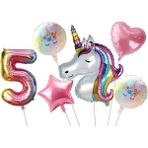 Ganbao 6 Adet Numarası Set-7 Unicorn Doğum Günü Dekorasyon Unicorn Lateks Balonlar Kağıt Bardaklar Saman Peçeteler Masa Örtüsü Kız Doğum Günü Bebek Gösterisi Parti Malzemeleri (Yurt Dışından) - Renkli