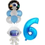 Ganbao 9 Adet Number6 Set Astronot Doğum Günü Partisi Süslemeleri Tek Kullanımlık Sofra Fincan Tabakları Kek Topper Dekor Boys Evren Dış Uzay Doğum Günü Teması (Yurt Dışından) - Renkli