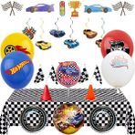 Ganbao 9 Inç Plakalar Hot Wheels Parti Süslemeleri Yarış Arabası Doğum Günü Malzemeleri Arabalar Balon Kek Topper Masa Örtüsü Damalı Bayrak Motor Çocuk Hediyeler (Yurt Dışından) - Renkli