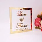 Ganbao Altın 30 cm Özel Düğün Çift Adı Tarih Akrilik Ayna Çerçevesi Hoş Geldiniz Misafir Kelime Işareti Yıldönümü Partisi Dekoru Favor Plaka Tırnak (Yurt Dışından) - Renkli