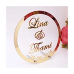 Ganbao Altın 30 cm Özel Yuvarlak Şekil Kişiselleştirilmiş Akrilik Ayna Düğün Çerçeve Bebek Duş Kelime Işareti Parti Dekoru Metal Tırnak ile Misafirler Lehine Hediye (Yurt Dışından) - Renkli