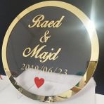 Ganbao Altın 30 cm Yüksek Özel Yuvarlak Düğün Adı Kişiselleştirilmiş Ayna Akrilik Çerçeve Gelin Damat Adı Burcu Daire Şekli Parti Dekor Konuk Hediyeler (Yurt Dışından) - Renkli