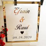 Ganbao Ayna Gül Altın 25 cm Yüksek Özel Gelin Damat Adı Ayna Çerçevesi Düğün Tabela Kişiselleştirilmiş Şeffaf Akrilik Tabela Tırnak Parti Dekoru Şekerleri ile (Yurt Dışından) - Renkli