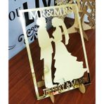 Ganbao Ayna Gümüş 15 cm Yükseklik Kişiselleştirilmiş Bay ve Bayan Düğün Burcu Özel Soyadı Işaretleri Gelin Damat Siluet Sevgiliye Masa Centerpieces Üst Masa Dekoru (Yurt Dışından) - Renkli