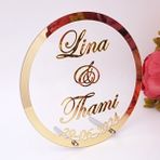Ganbao C516-ALTIN Ayna 20 cm Farklı Stil Özel Düğün Işaretleri Adı Tarih Akrilik Ayna Çerçevesi Kelime Işareti Parti Dekoru Tırnak Favor Hediye Yuvarlak Kalp (Yurt Dışından) - Renkli