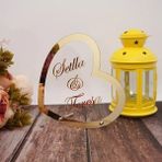 Ganbao C534-ALTIN Ayna 20 cm Farklı Stil Özel Düğün Işaretleri Adı Tarih Akrilik Ayna Çerçevesi Kelime Işareti Parti Dekoru Tırnak Favor Hediye Yuvarlak Kalp (Yurt Dışından) - Renkli