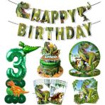 Ganbao E Jurassic Dünya Dinozor Temalı Sofra Orman Safari Dinozor Bardak Tabaklar Balon Vahşi Roar Boys Dinozor Doğum Günü Partisi Dekoru (Yurt Dışından) - Renkli