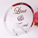 Ganbao Gümüş 25 cm Özel Yuvarlak Şekil Kişiselleştirilmiş Akrilik Ayna Düğün Çerçeve Bebek Duş Kelime Işareti Parti Dekoru Metal Tırnak ile Misafirler Lehine Hediye (Yurt Dışından) - Renkli