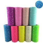 Ganbao Gümüş Glitter Payetler Tül Rulo 15 cm 10 Metre Tutu Kumaş Düğün Dekorasyon Organze Tutu Etek Lazer Tül Rulo Dıy Zanaat Malzemeleri (Yurt Dışından) - Renkli
