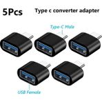 Ganbao Tip 1 5 Adet Siyah 2'si 1 Arada Tip C - 3,5 mm Jack Kulaklık Şarjı USB 3.0/2.0 Bağlantı Noktası Adaptörü Konektörü Tip-C Erkek - Mikro Dişi Dönüştürücü Samsung Değil (Yurt Dışından) - Renkli