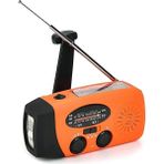 Ganbao Turuncu Çok Fonksiyonlu El Radyosu Güneş Krank Dinamo Powered Am/fm/noaa Hava Durumu Radyosu Acil Durum LED El Feneri Telefon Şarj Cihazı Kullanın (Yurt Dışından) - Renkli