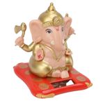 Ganesha Fil Tanrı Heykelleri Güneş Enerjili Hint Ganesha Idol Heykelcik Ev Dekor El Sanatları Araba Kontrol Paneli (ten rengi)