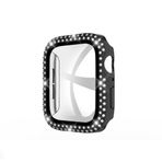 GANGANPRO 2 adet sert polikarbon kılıf, sertleştirilmiş cam ekran koruyucu folyo, Bling Apple Watch 4/5/6/SE için, kadınlar için parlak elmas akıllı saat kılıfı, iWatch 44 mm aksesuar için, siyah