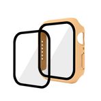 GANGANPRO Apple Watch 4/5/6/SE için Temperli Cam Ekran Koruyuculu 2'li Paket Sert PC Kılıfı, iWatch 44 mm Aksesuarlar için Ultra İnce Çizilmeye Dayanıklı Akıllı Saat Kapağı - Ceviz