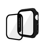 GANGANPRO Apple Watch 4/5/6/SE için Temperli Cam Ekran Koruyuculu 2'li Paket Sert PC Kılıfı, iWatch 44 mm Aksesuarlar için Ultra İnce Çizilmeye Dayanıklı Akıllı Saat Kapağı - Siyah