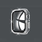GANGANPRO Bling Apple Watch 4/5/6/SE için Temperli Cam Ekran Koruyuculu 2'li Paket Sert PC Kılıf, iWatch 40 mm Aksesuarlar için Kadın Parlak Elmas Akıllı Saat Kapağı - Şeffaf