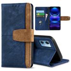 GANGANPRO Xiaomi Redmi 12 4G/5G/mi Note 12R/Poco M6 Pro için Deri İş Cep Telefonu Kılıfı, Kaymaz Çizilmeye Dayanıklı Kart Tutuculu Kapaklı Kapak, Stand Özelliği Cüzdan Kılıfı 15,55 cm - Mavi