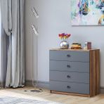 Gani Home Linea 4 Çekmeceli Şifonyer - Modern Yatak Odası Şifonyeri ve Saklama Dolabı - Antrasit - Ceviz