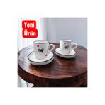 Ganita home Kahve Fincanı Fiyonk&Puantiyeli Model Siyah 2 Kişilik 4 Parça Özel Hediyelik Fincan Seti