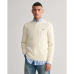 Gant Erkek Krem Regular Fit Bisiklet Yaka Kazak 8050601.130 - 130-Krem Rengi