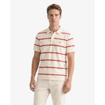 GANT Erkek Krem Regular Fit Çizgili Logolu Polo Yaka T-Shirt