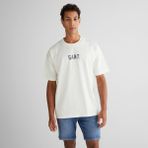 Gant Erkek Krem Relaxed Fit Bisiklet Yaka Logolu T-Shirt - 113-Krem