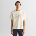 Gant Erkek Krem Relaxed Fit Bisiklet Yaka Logolu T-Shirt - 130-Krem
