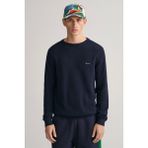 Gant Erkek Regular Fit Bisiklet Yaka Logolu Kazak - Lacivert - XL - Evening Blue