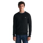 Gant Erkek Siyah Regular Fit Bisiklet Yaka Örgü Kazak