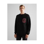 Gant Erkek Siyah Relaxed Fit Bisiklet Yaka Logolu Kazak