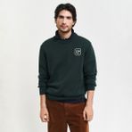 Gant Erkek Yeşil Relaxed Fit Bisiklet Yaka Logolu Kazak - 374-Yeşil