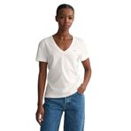 Gant Kadın Beyaz V Yaka Regular Fit Logolu T-Shirt