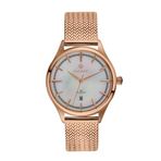 Gant Kadın Kol Saati Naples-IPB 3-Hands, Date 38 mm Kasa ÇapıRose Rose Kasa Beyaz MOP Kadran Mesh Kordon
