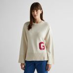 Gant Kadın Krem Oversize Fit Bisiklet Yaka Logolu Kazak - 130-Krem - XS