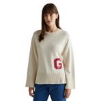 GANT Kadın Krem Oversize Fit Bisiklet Yaka Logolu Kazak