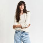 Gant Kadın Krem Regular Fit Bisiklet Yaka Triko Kazak - 130-Krem