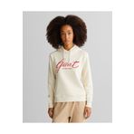 Gant Kadın Krem Relaxed Fit Kapüşonlu Logolu Sweatshirt